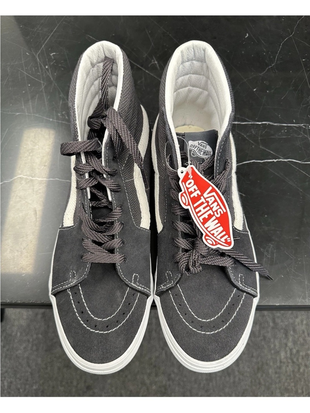 VANS SK-8 TEXTURED ASPHALT GREY WHITE STRIPED MENS US 10